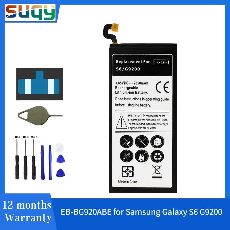 Suqy Аккумуляторы для Samsung S6 батарея Galaxy G9200 G9208 G9209 G920F G920 G920V/T/F/A/I Bateria