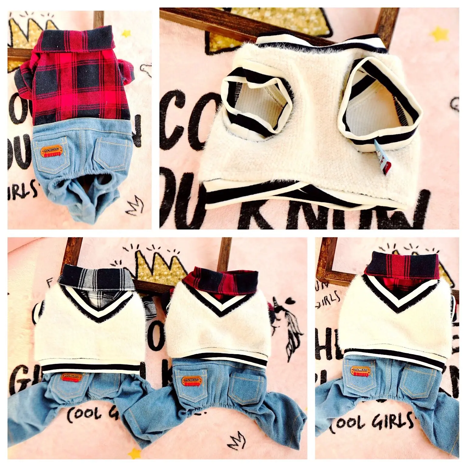 Голубая Собака Джинсы Брюки Комбинезоны для щенков Пудель Shih Tzu маленький XS XL