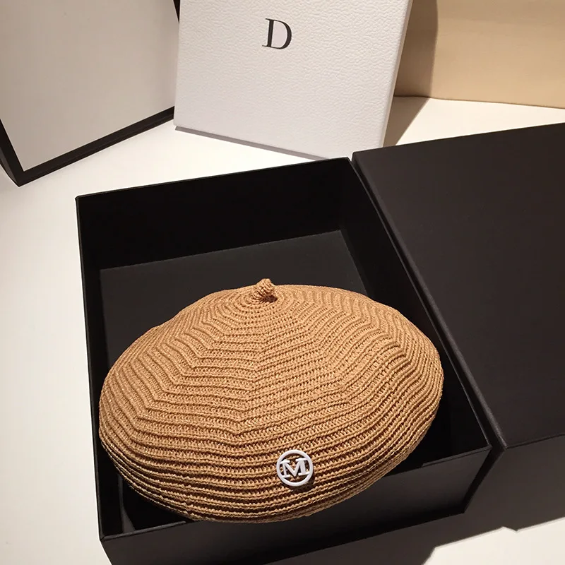 

breathable beret female fashion casual beret British retro hat Beanies linen comfortable and breathable