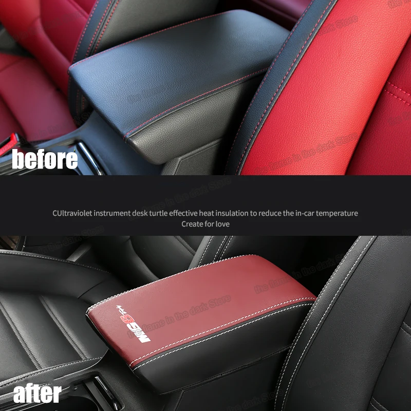 

Lsrtw2017 Fiber Leather Car Armrest Cover Storage Box Protector Mat for Mg Mg6 2018 2019 2020 Interior Accessories Auto Styling