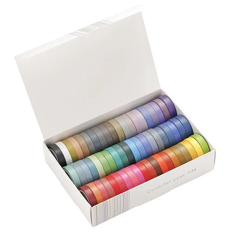 

60pcs Masking Tape Set Basic Solid Color Washi Tape Rainbow Decorative Adhesive Sticker Scrapbook Diary Stationery Arts Crafts
