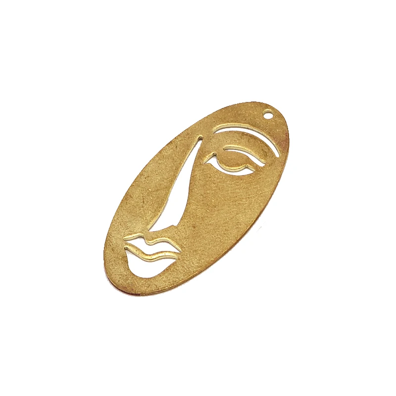 

Brass 38mm Single Hole Oval Abstract Face Earring Pendant Pendant Handmade DIY Jewelry Accessories Material