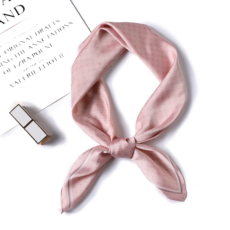 

Шелковый шейный шарф для женщин, модный элегантный женский платок с принтом в горошек, повязка на голову, Женская повязка для волос, Маленьк...