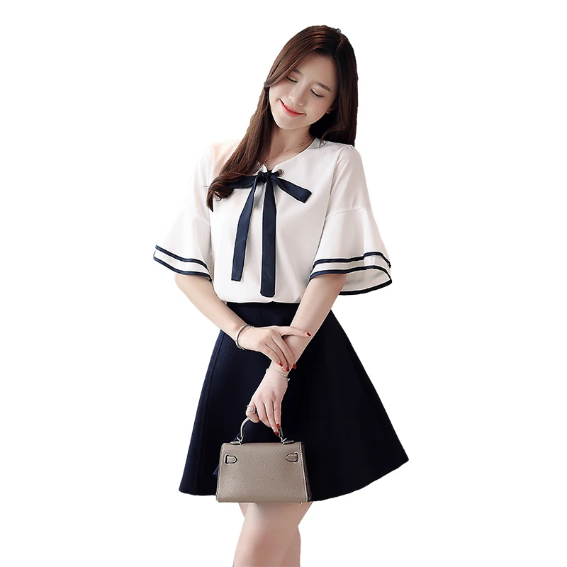 повседневные женские асимметричные блузки черно белые топы Блуза с галстуком