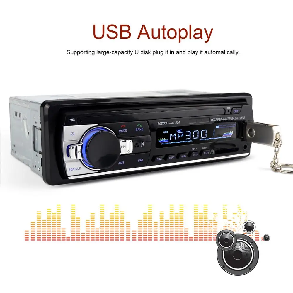 Автомобильный Радио автомобильный радиоприемник с Bluetooth Авто стерео Aux вход