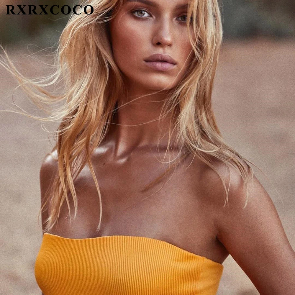 RXRXCOCO 2020 Цельный купальник бандо сплошной сексуальный женский боди пуш-ап