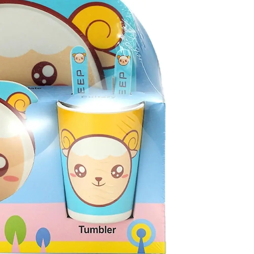 Мультяшная детская миска + ложка вилка столовая посуда для кормления детские