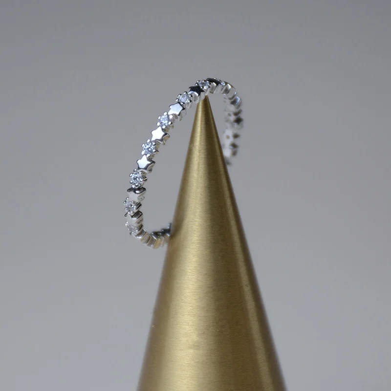 Корейское серебряное кольцо с милой звездой модное простое блестящее