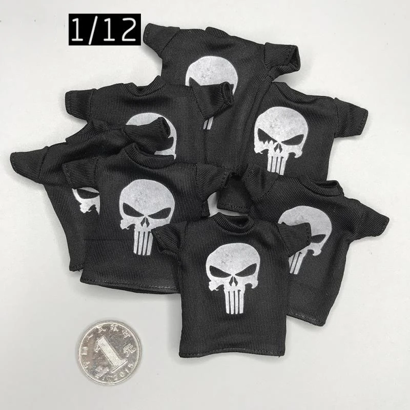 

Scale 1/12 Short Sleeve Punisher T-shirt Trendy Style Soldier 6 Inch Doll For CF DAM Action Figure Doll