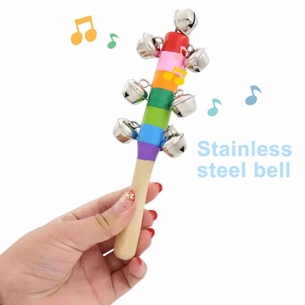 

10Pcs/Set Toddler Musical Instruments Tambourine Sand Hammer Wrist Bell Stick Small Bell Speaker Educational Toys for Kids Baby