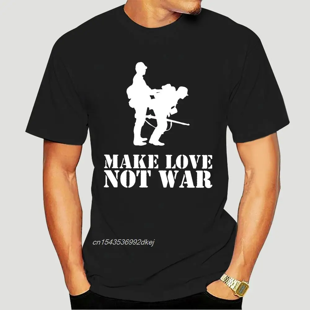 

Make Love Not War Soldier T-Shirt Peace Frieden Tank Liebe Panzer Army Kult FunMen T Shirts Short 5183A