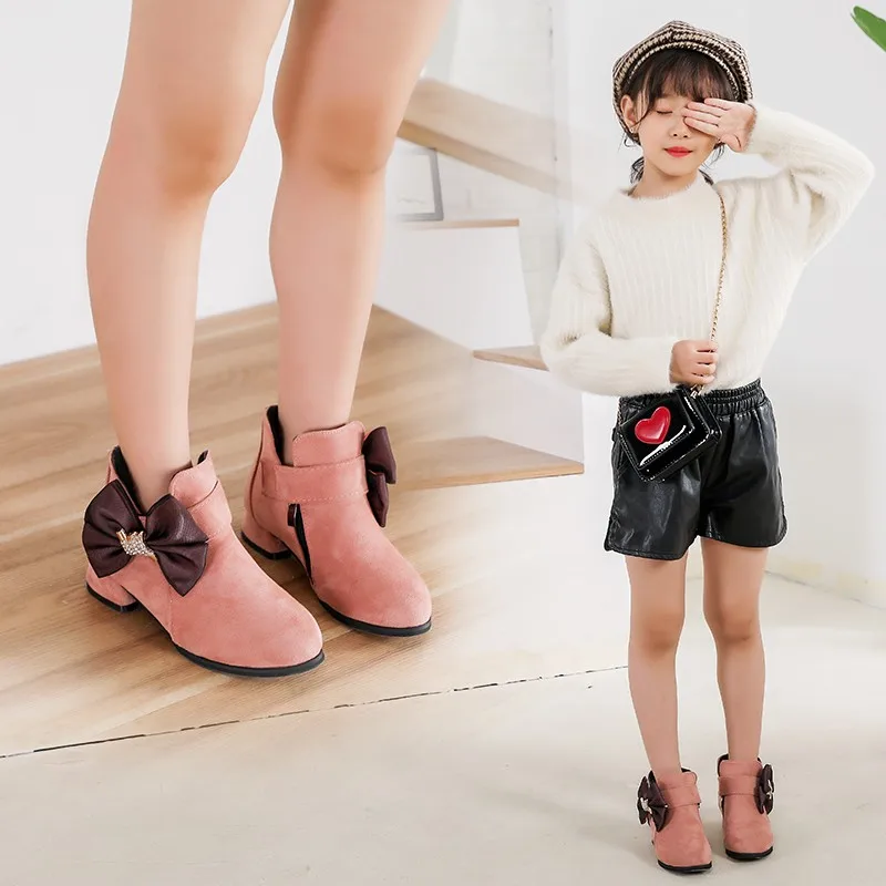 Ботинки для девочек модные удобные ботинки детей Детские ботильоны милая теплая