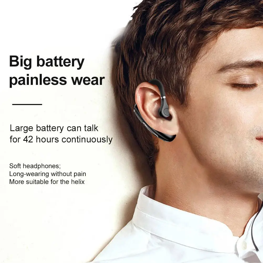 Фото Беспроводные наушники M50 Smart Bluetooth-наушники с ушным крючком, долгий режим ожидания, спортивные наушники, громкая связь, регулятор громкости №3