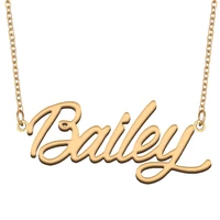 bailey name necklace for women stainless steel jewelry 18k gold plated nameplate pendant femme mother girlfriend gift