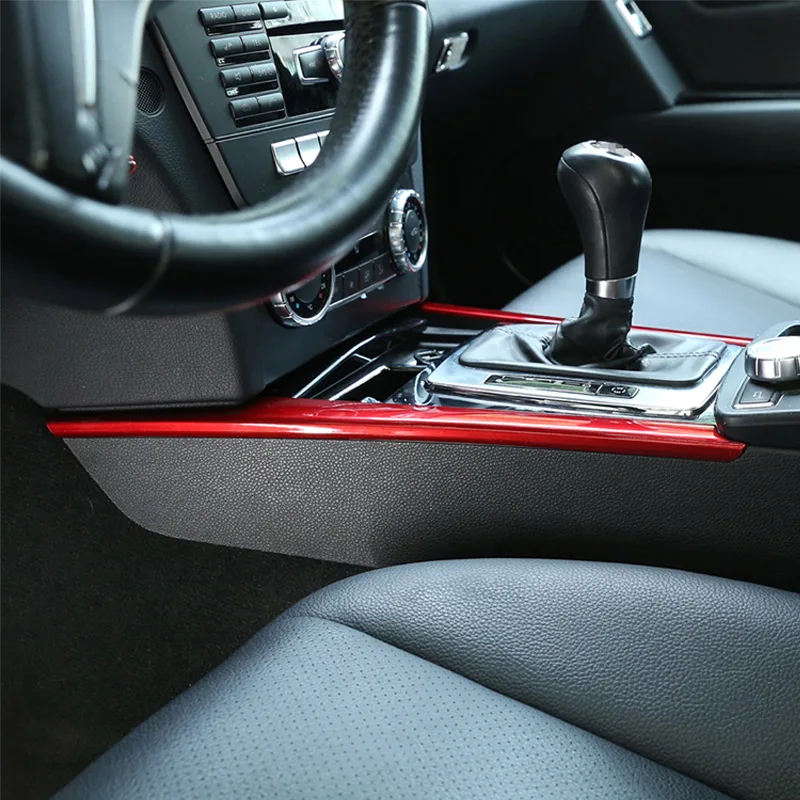 Красный для Mercedes benz C Class W204 C180 C200 2007-2013 ABS Автомобильная центральная консоль украшения полоски отделка Аксессуары