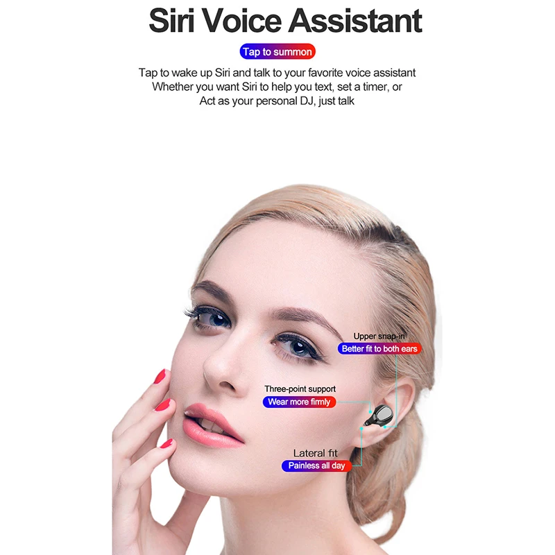 Bluetooth гарнитура TWS HiFi стерео Беспроводная спортивные наушники для iPhone Xiaomi Samsung