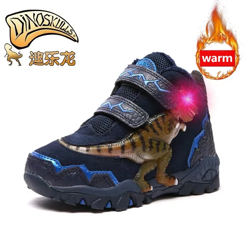 Dinoskulls/ботинки для маленьких мальчиков детская зимняя обувь Бархатная подкладка 3
