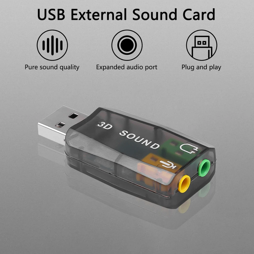 Hot Mini External 3D USB Sound Card 5.1 Channel Audio Card Adapter 3.5mm Speaker Microphone Earphone Interface For Laptop PC