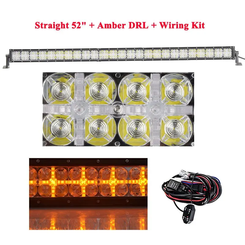 Straight 52 Inch VISORAK 22 32 42 5" 7D прямой изогнутый внедорожный светодиодный противотуманный светильник 4x4 ATV бар для внедорожника Jeep 4x4 4WD SUV ATV седельный тягач - Цвет: Straight 52 Inch