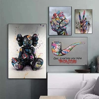 abstract graffiti art color poster victory gesture text art canvas painting posters and prints wall art picture for living room