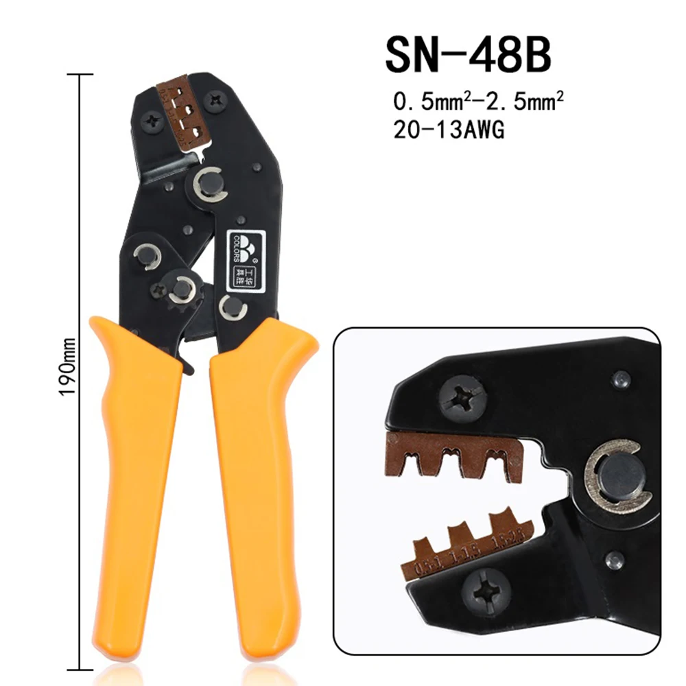 

COLORS SN-48B wire crimping plier 0.5-2.5mm2 20-13AWG jaw with 500pcs/lot TAB 2.8 4.8 terminals sets tools