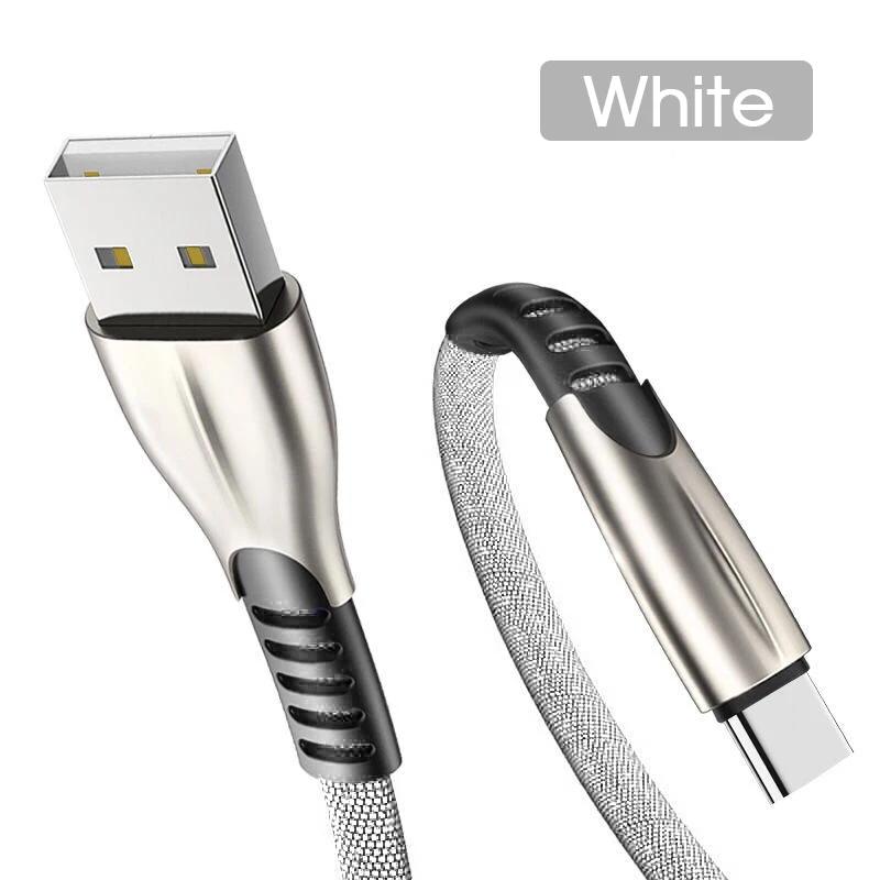 1 м Usb type C кабель 3,1 Быстрый зарядный кабель для samsung Galaxy Note 10 S10 для Xiaomi Mi 9T A3 мобильный телефон Usbc Usb-C кабель - Цвет: White