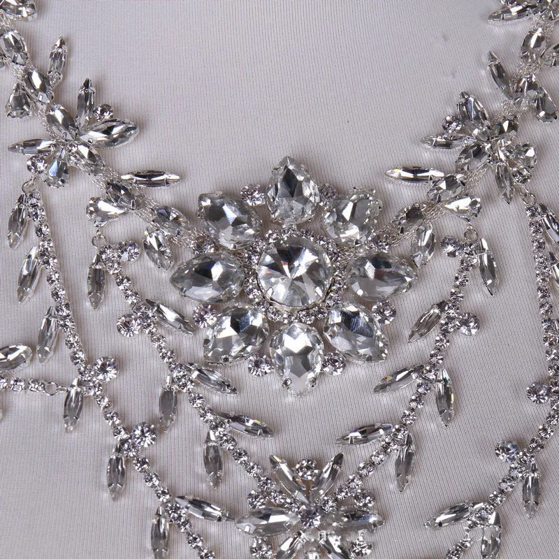 

Luxury zircon crystal necklace all handmade shoulder chain wedding dress shawl high-end custom bride and woman jewelry