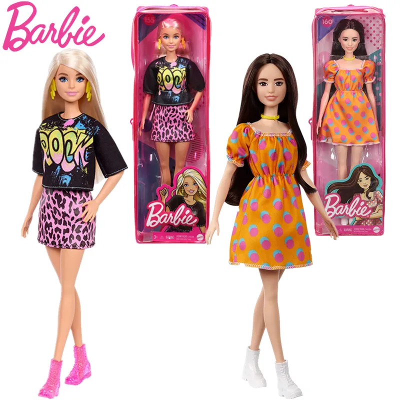 

Кукла Барби Модницы светлые волосы с рок-тройником #155 кукла брюнетка волосы в горошек платье с открытыми плечами #160 кукольный подарок для д...