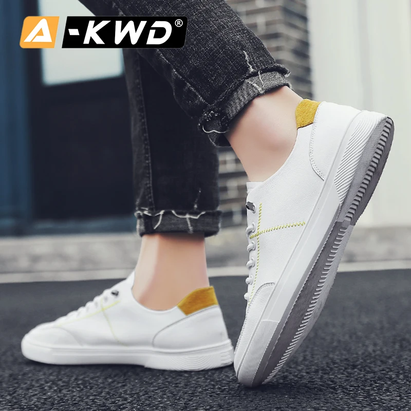 Кроссовки мужские из ПУ кожи дышащие без шнуровки белые желтые красные 39 |