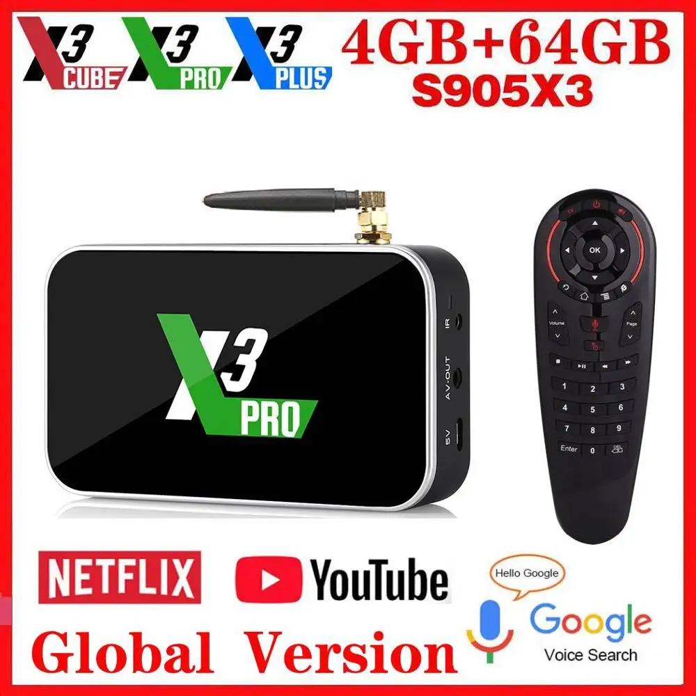 ТВ-приставка Amlogic S905X3, Android 9,0X3 Plus, 4 Гб ОЗУ, 64 Гб ПЗУ, X3 PRO, ТВ-приставка, 2,4G/5G, WiFi, 1000 M, 4 K, X3, куб, медиаплеер