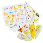 Новинка 2022, 3D наклейки для дизайна ногтей в виде бабочки, слайдер, наклейки для ногтей, синий и черный цвета, переводные наклейки, наклейки для дизайна ногтей, Цветные Цветочные украшения