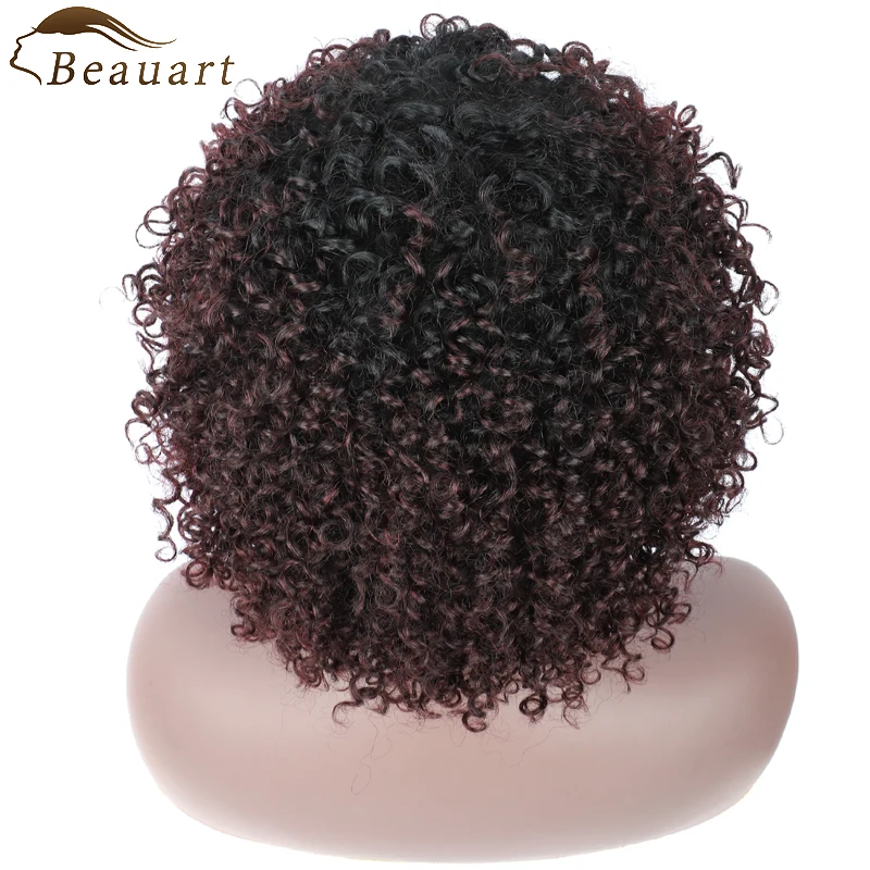 

Beauart 100% Brazilian Remy Human Hair Afro Kinky Curly Full Wigs For Black Women Kinky Curls Machine Wig With Hair Bangs