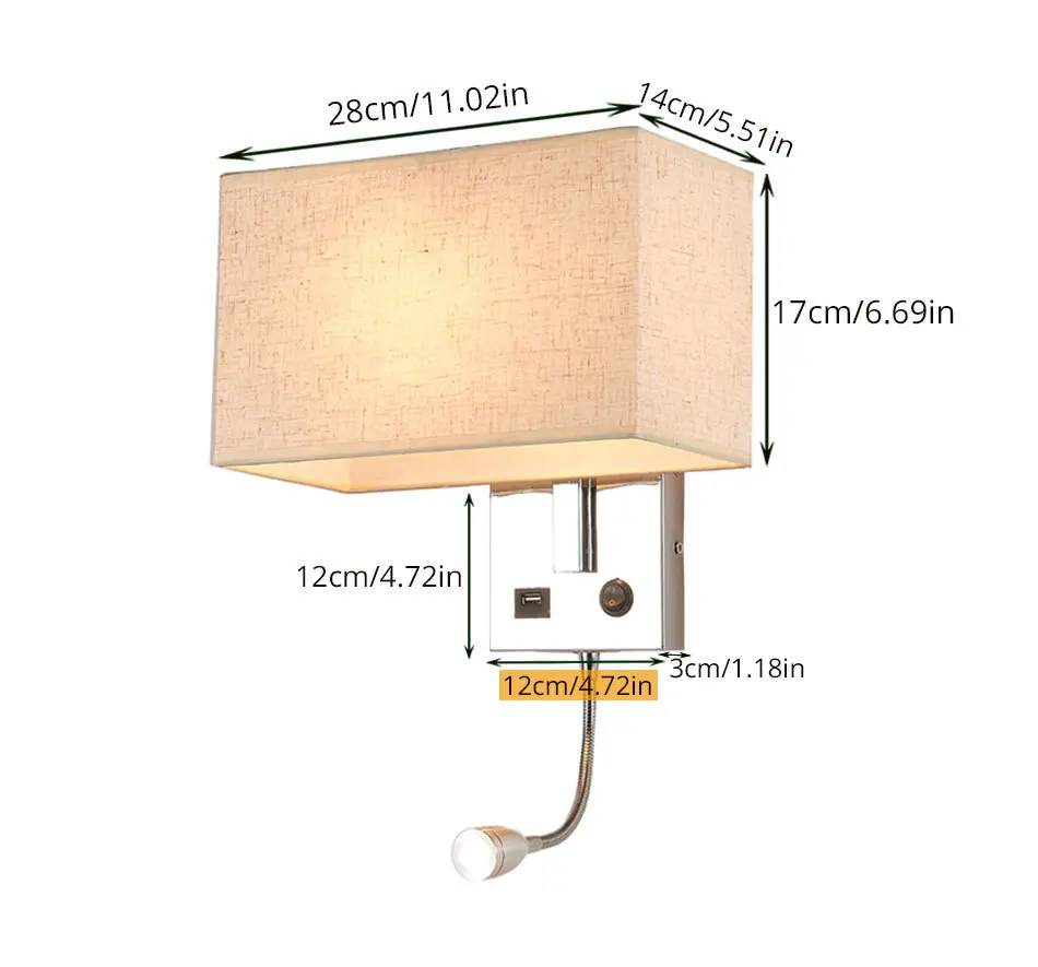Светодиодный настенный светильник, USB переключатель, бра для спальни, внутреннее освещение, светильники, настенный светильник E27, лампа для отеля, куб, современный Лофт, Декор, лампа