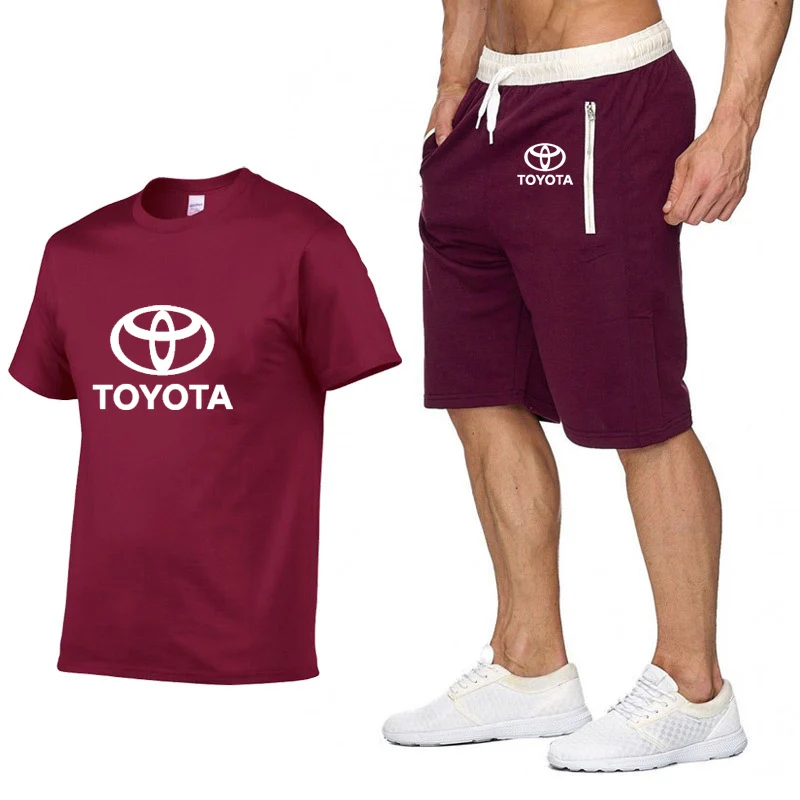 

Mens Short sleeve Toyota Car Logo Casual Summer Mens t Shirt Hip Hop T-Shirt high quality Cotton T Shirts pants suit Sportswear