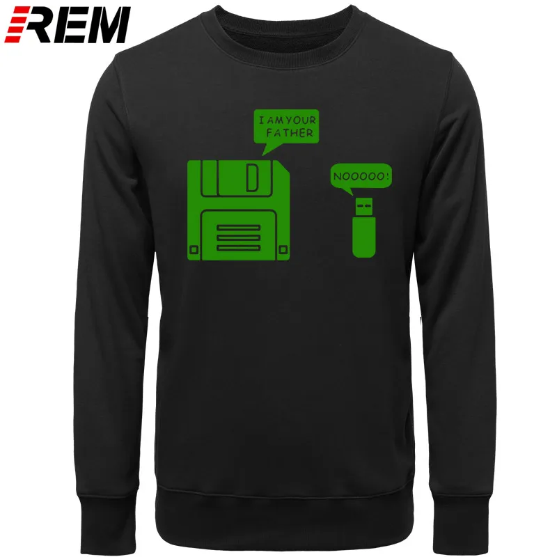 REM USB дискета я ваш отец мужские хлопковые с длинным рукавом юмором диск повседневные Camisetas Hombre мужские кофты с капюшоном, толстовки - Цвет: BLACK GREEN