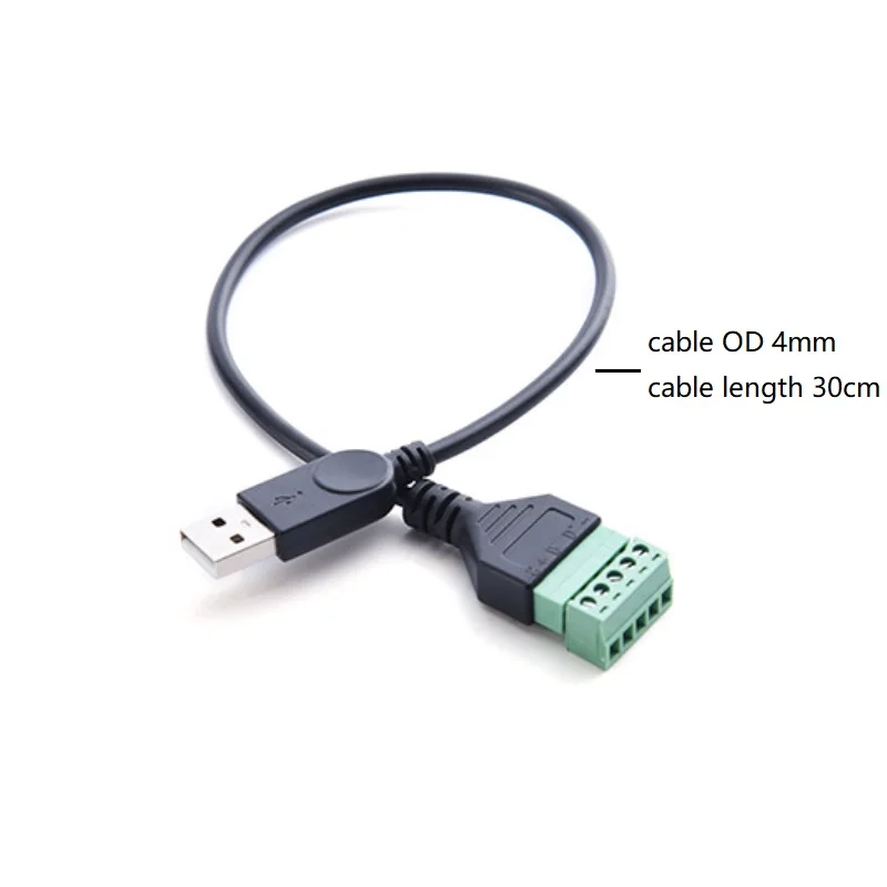 5 шт./лот USB 2 0 штекер на контактный винт терминал без пайки Удлинительный кабель 30