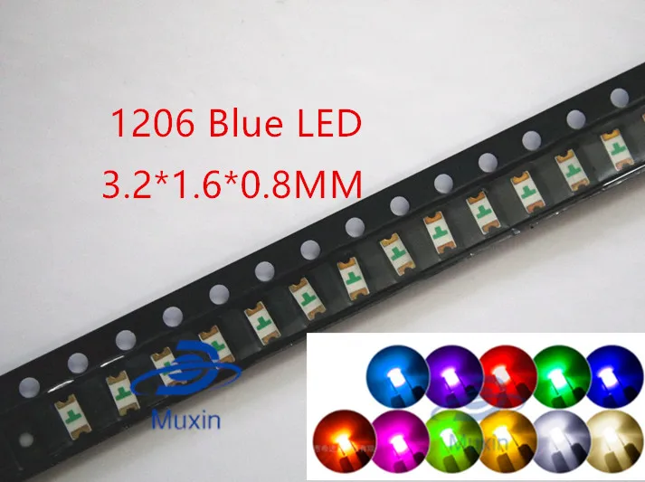 500 шт./лот 3216 1206 SMD Led супер яркий красный/зеленый/синий/желтый/белый/RGB/оранжевый