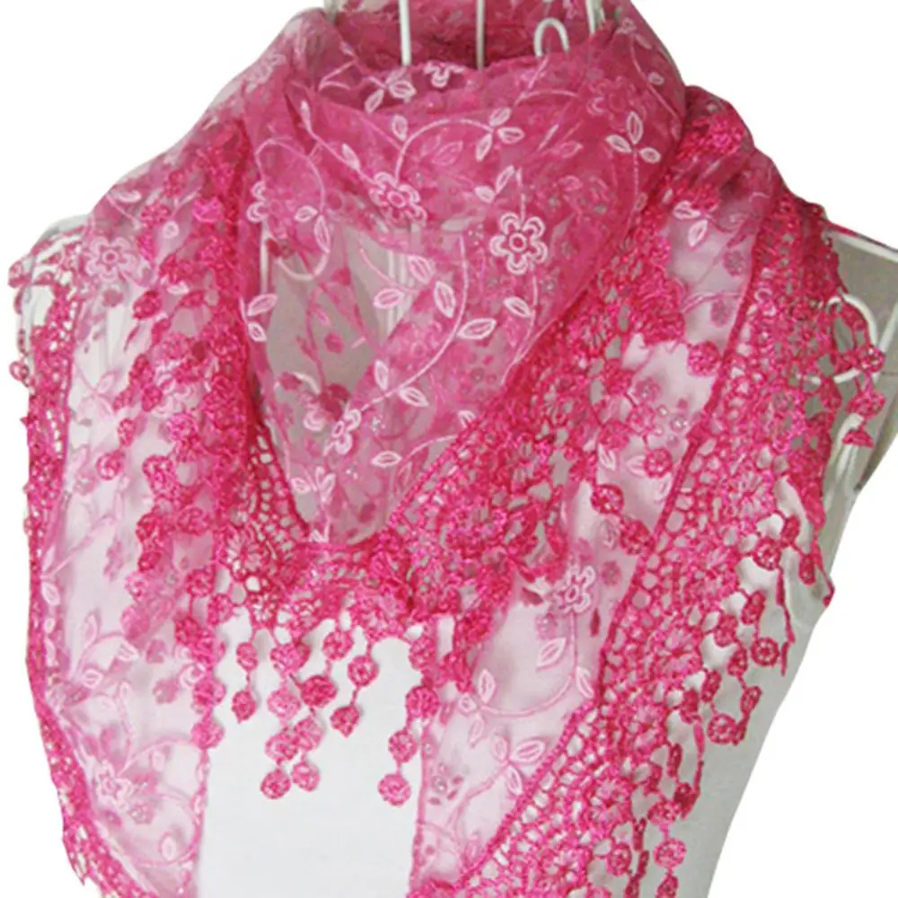 Женский модный ажурный шарф с кисточками и розами женский цветочный шарфы