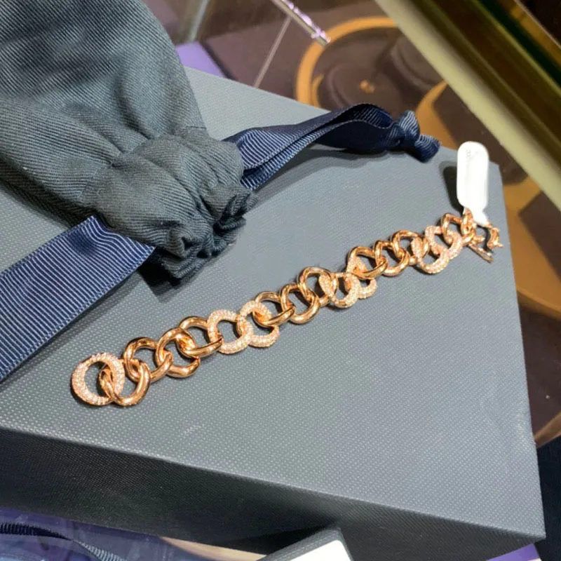 

Brand 1:1High Quality Bracelet Copper Black and Rose Gold Zircon Link Chains for Women Luxury Brand Fashion Jewelry