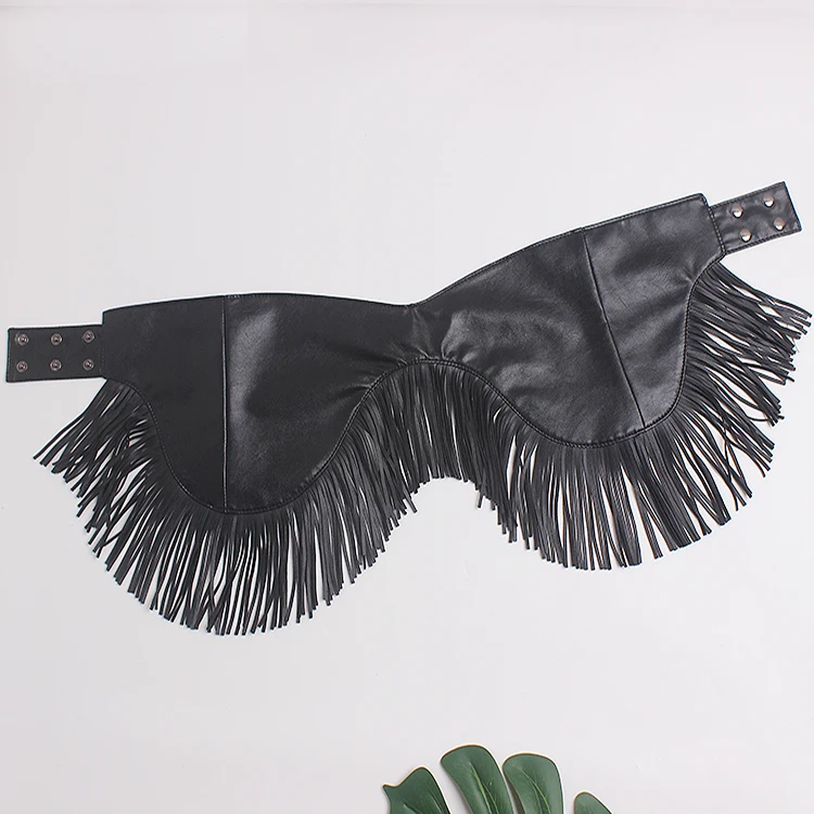 

2020 Double-faced Soft PU Waist Belts Women Super WIde Fringe Tassel Lotus Floppy girdle caestus Street Ladies PU Corset Belts