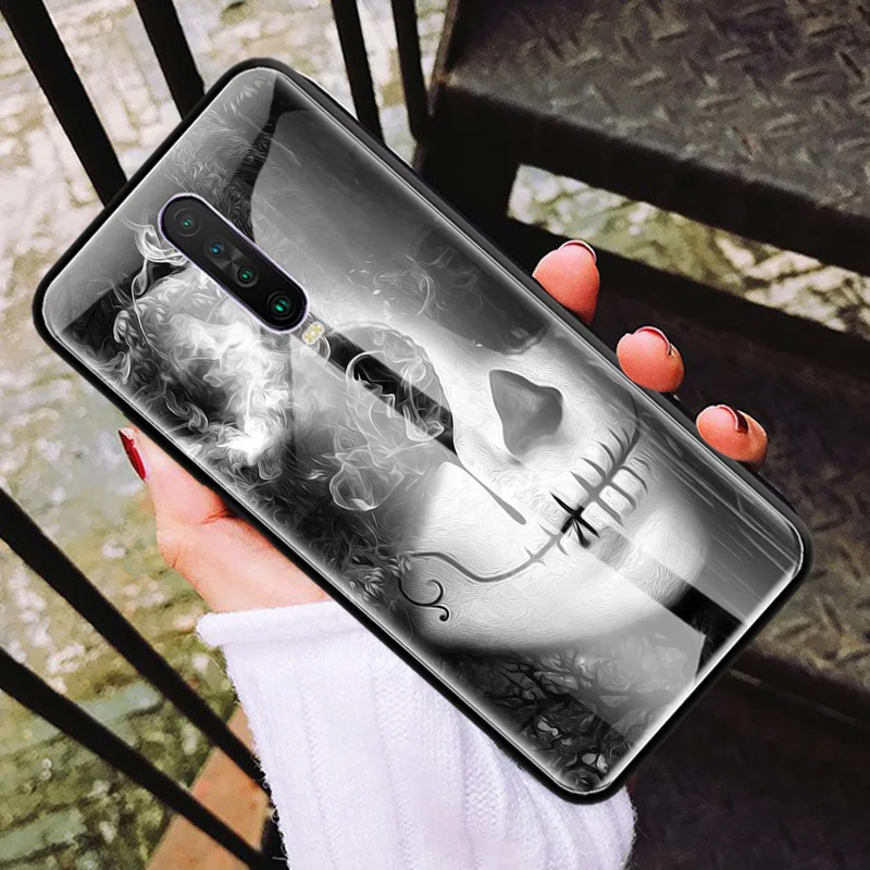 

Cosmetic Skull Glass Cases For Redmi Note 8 8T 7 9S 9 Pro Max K20 K30 5G Zoom 8A 6 Tempered Phone Fall Coque
