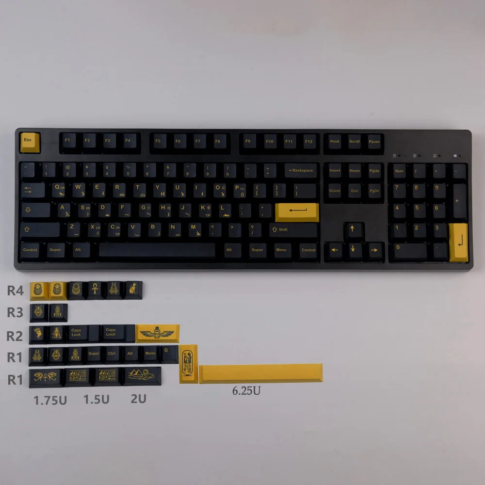 

GMK Military Black and Yellow Simple Personality Keycaps 131 Keys PBT DYE-Sublimation Mechanical Keyboards Keycap Cherry Profile