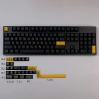 gmk military black and yellow simple personality keycaps 131 keys pbt dye sublimation mechanical keyboards keycap cherry profile