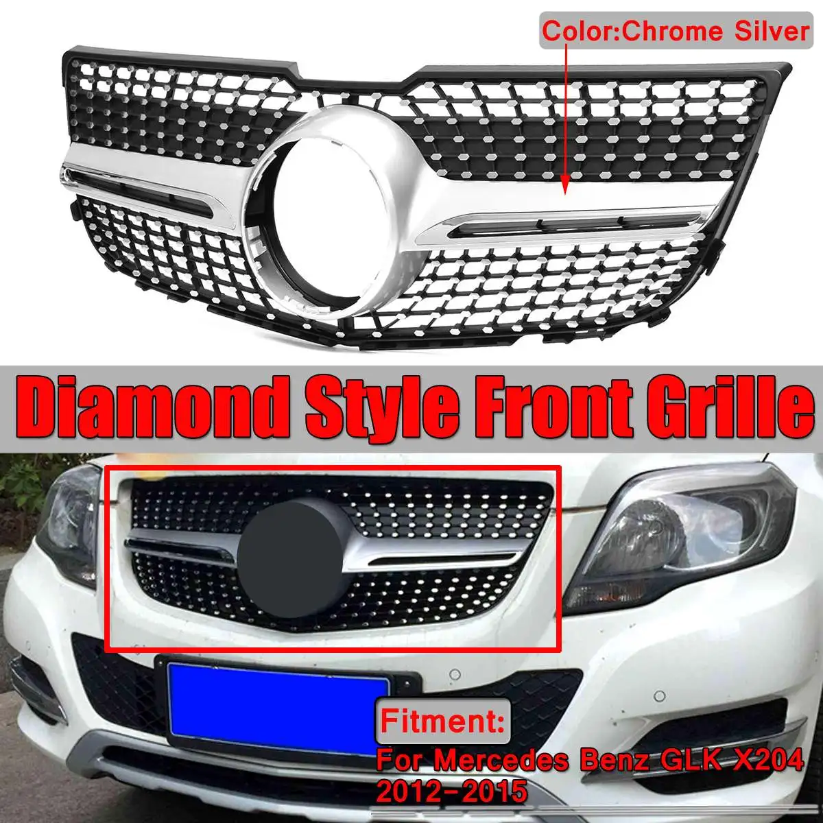 Grill GLK X204 новая Алмазная решетка переднего бампера для Mercedes Benz GLK250 GLK300 GLK350 2013