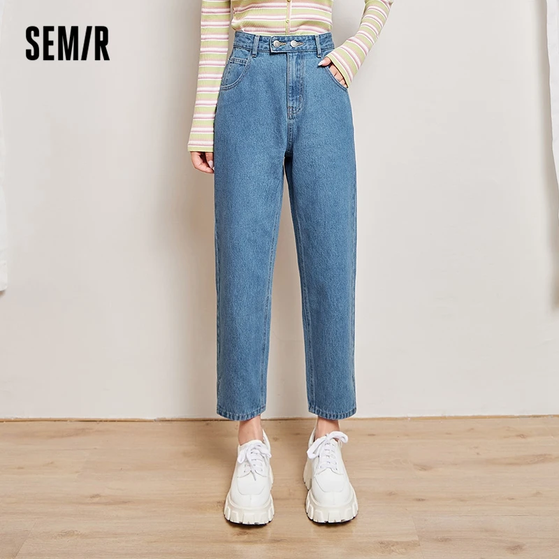 

Джинсы SEMIR женские с разрезом, новинка 2021, зауженные укороченные брюки, хлопковые брюки в гонконгском стиле для девушек на раннюю осень