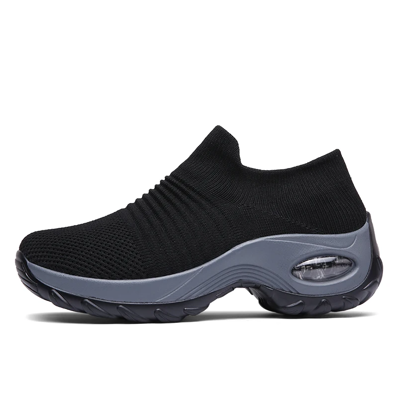 Height Increasing Sock Shoes for Women Air Cushion Sport Shoes Outdoor Tennis Shoes Gym Rocking Shoes Slip-on Female Sneakers
