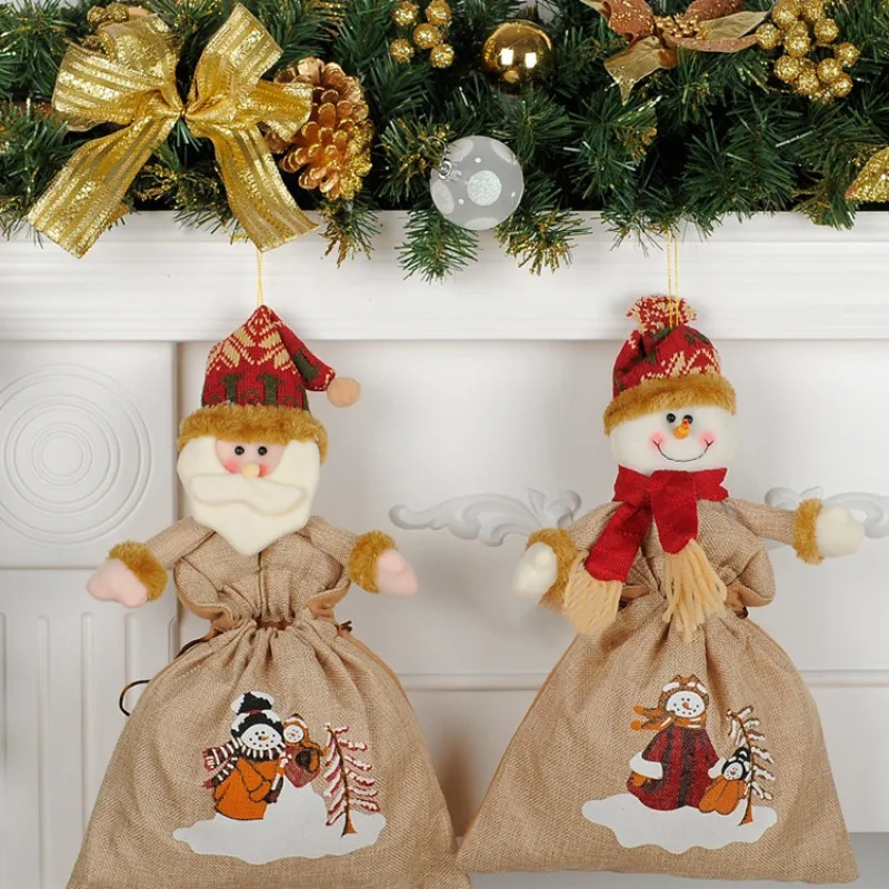 Элегантные носки с милым Санта Клаусом Подарочная сумка детские рождественские