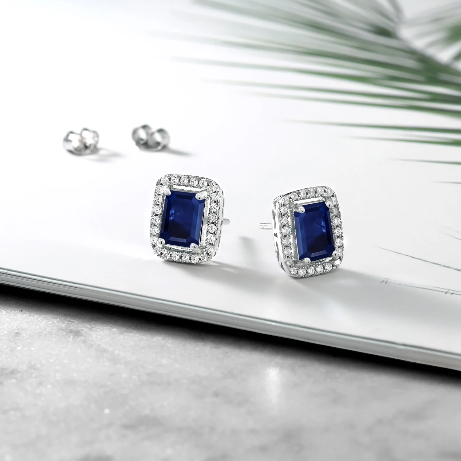 GemStoneKing 2.9Ct серебро 925 пробы голубой сапфир 8*6 мм женские серьги для женщин изумруд