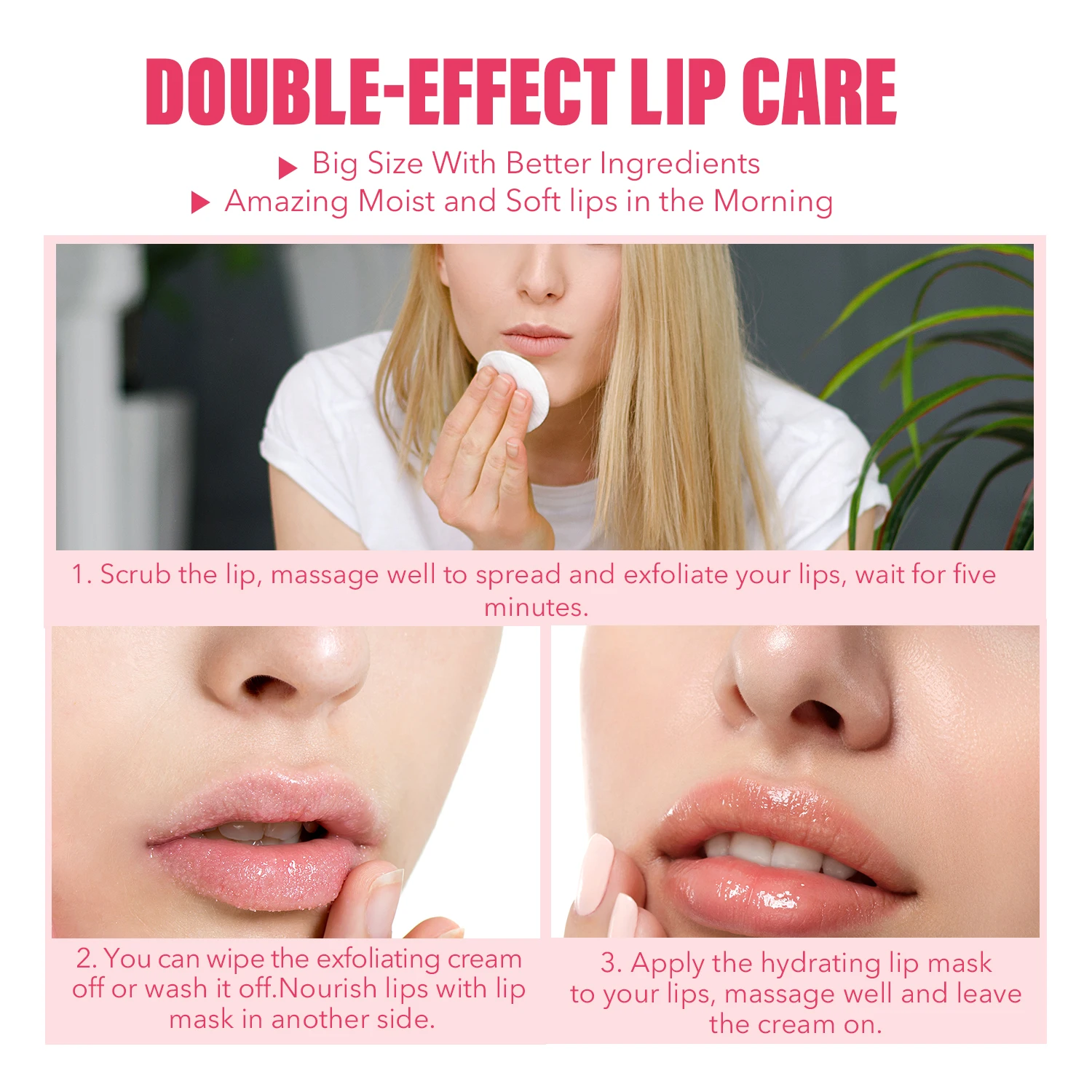 Lip Balm Moisturizing Gel Sleep Mask Repair Cream Double-Effect Care Strawberry Nourishing Exfoliating Scrub |