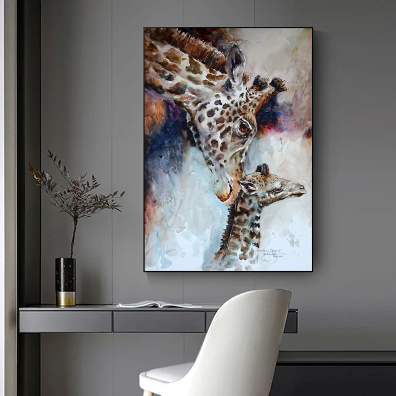 

Abstract Giraffe Dad and Son Wall Art Canvas Painting Nordic Posters and Prints Wall Pictures for Living Bedroom Decoration